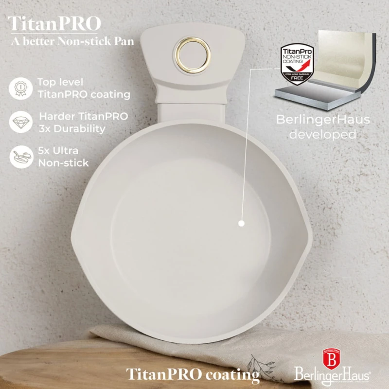 Mini patelnia z powłoką tytanową 16cm BERLINGER HAUS SAHARA kremowa