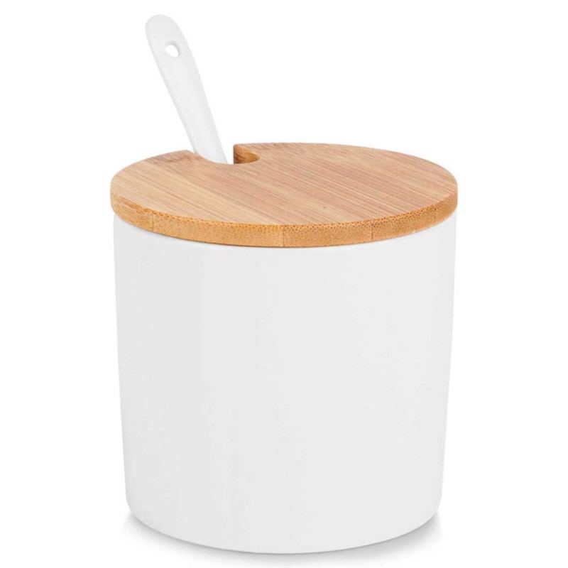 Cukiernica cukierniczka ceramiczna 8,5cm z łyżeczką i drewnianą pokrywką