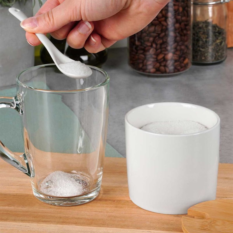 Cukiernica cukierniczka ceramiczna 8,5cm z łyżeczką i drewnianą pokrywką