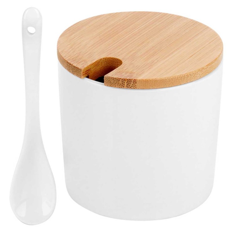 Cukiernica cukierniczka ceramiczna 8,5cm z łyżeczką i drewnianą pokrywką