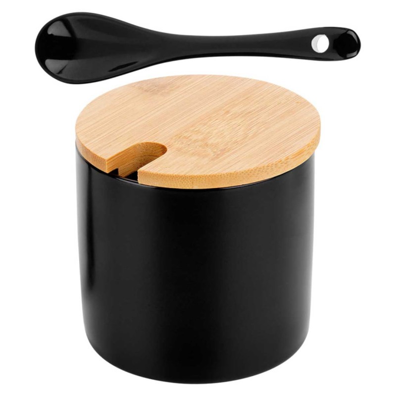 Cukiernica cukierniczka ceramiczna 8,5cm z łyżeczką i drewnianą pokrywką