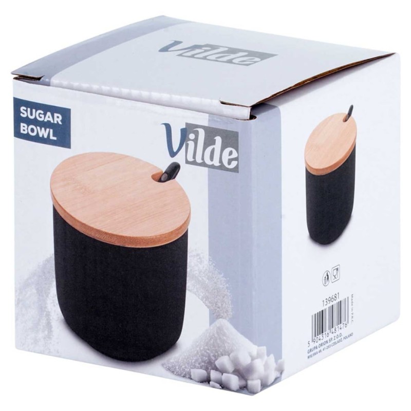 Cukiernica cukierniczka ceramiczna 8,5cm z łyżeczką i drewnianą pokrywką