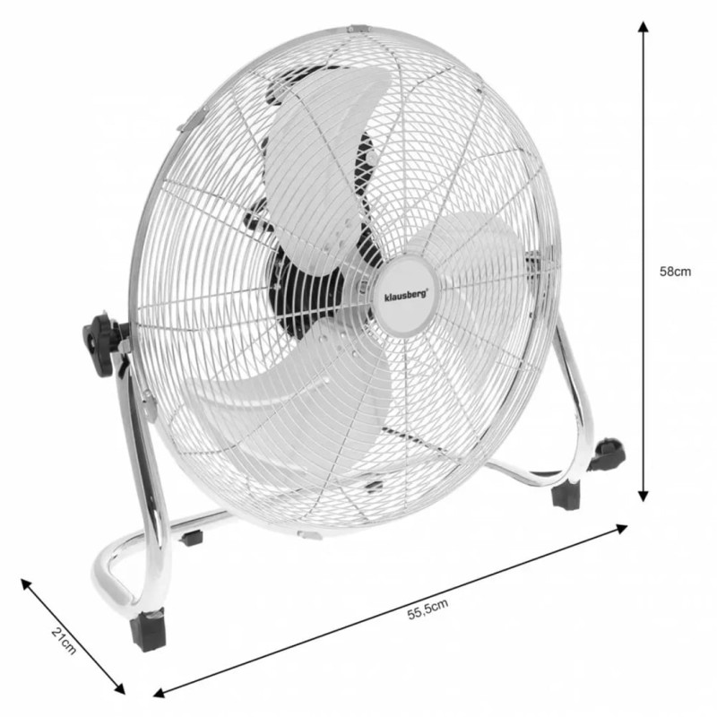 Wentylator podłogowy 45cm wiatrak cyrkulator 100W KLAUSBERG srebrny