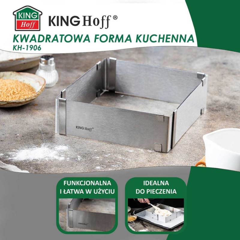Rant kwadratowy do ciast 5cm forma regulowana 15-28cm KINGHOFF