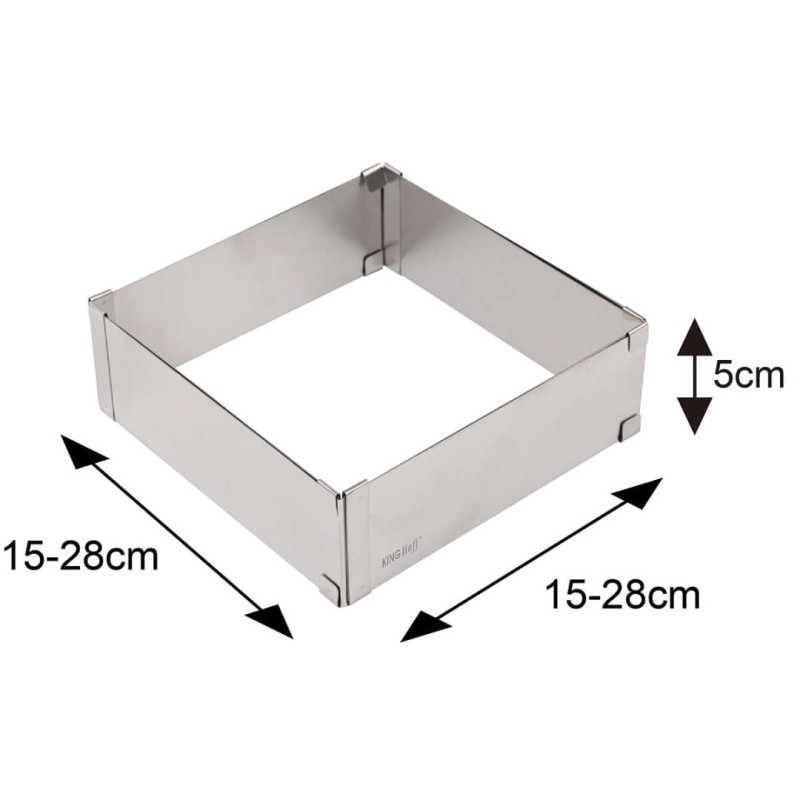Rant kwadratowy do ciast 5cm forma regulowana 15-28cm KINGHOFF