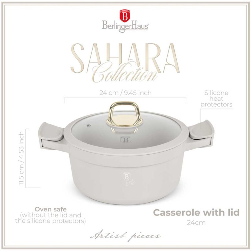 Garnek z powłoką tytanową i pokrywą 24cm BERLINGER HAUS SAHARA