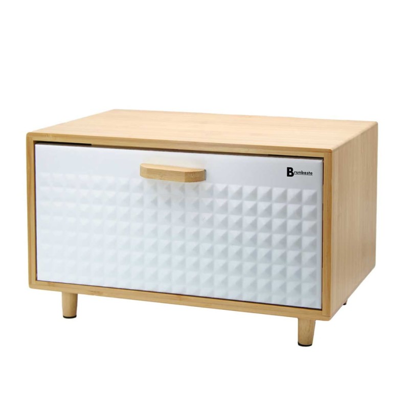 Chlebak pojemnik na pieczywo bambusowy 35,5x20x21,5cm biały