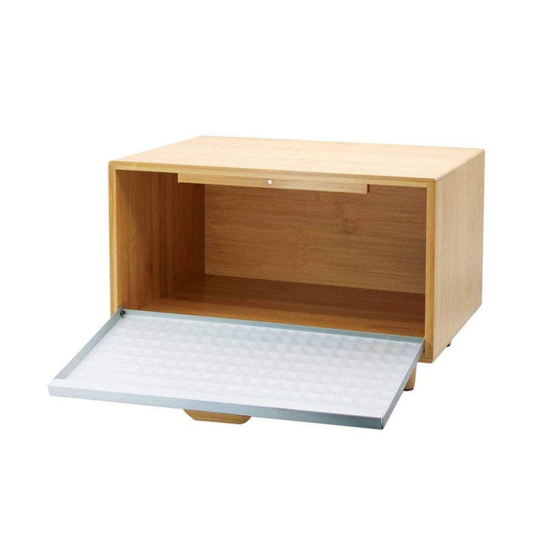 Chlebak pojemnik na pieczywo bambusowy 35,5x20x21,5cm biały