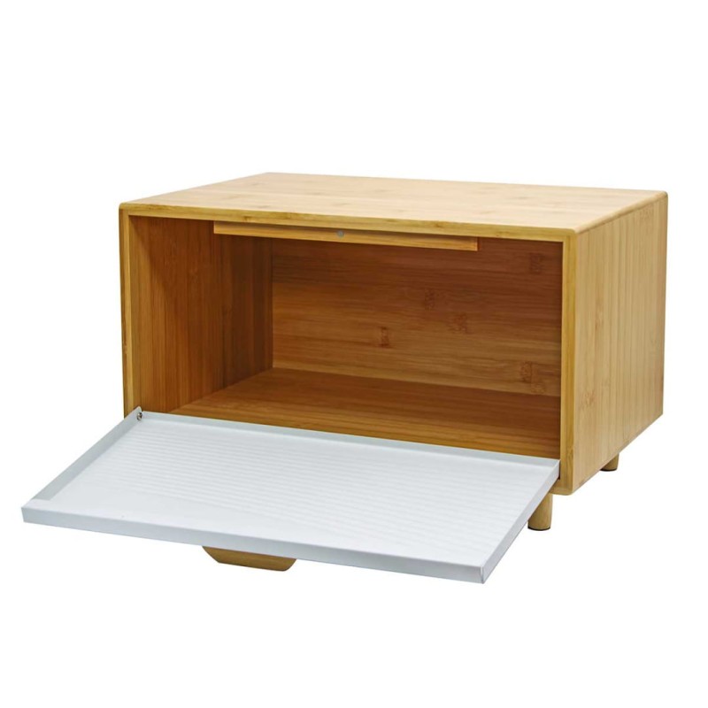 Chlebak pojemnik na pieczywo bambusowy 35,5x20x21,5cm biały