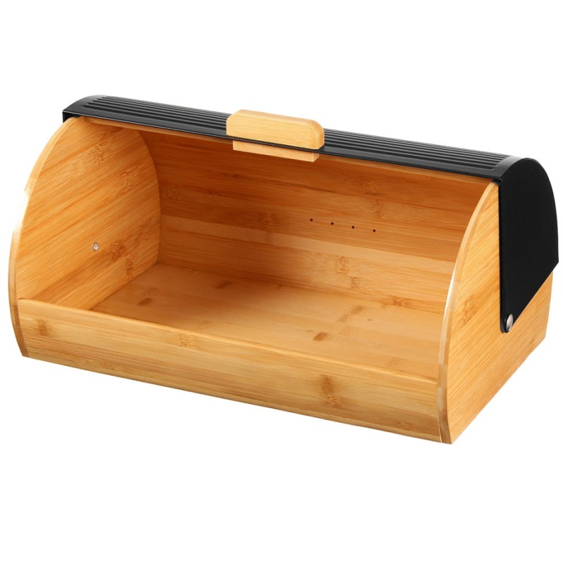 Chlebak bambusowy pojemnik na pieczywo 39x28,5x18,5cm czarny