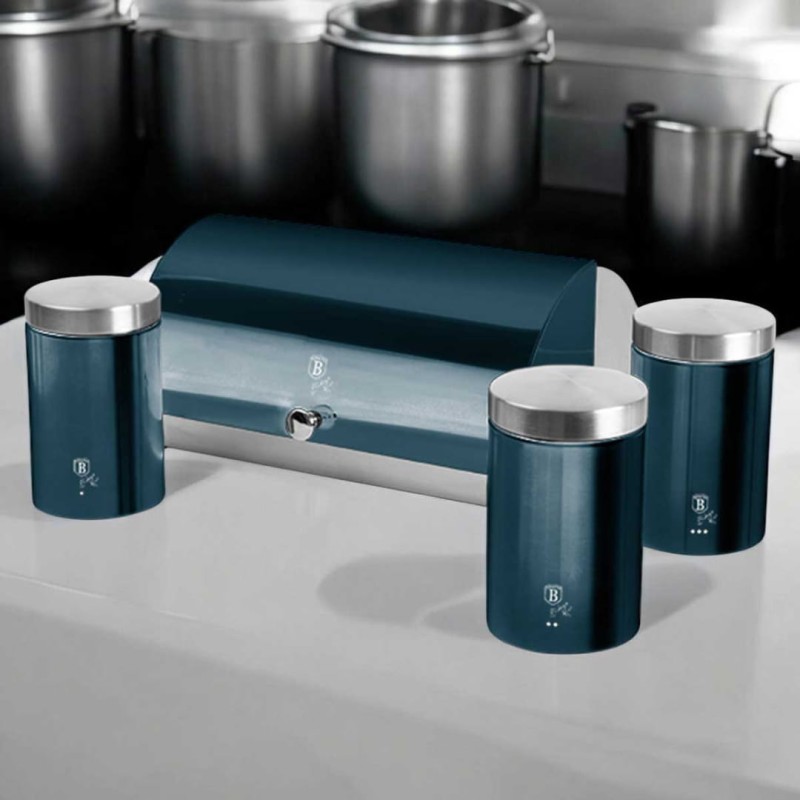 Chlebak metalowy z zestawem pojemników BERLINGER HAUS AQUAMARINE