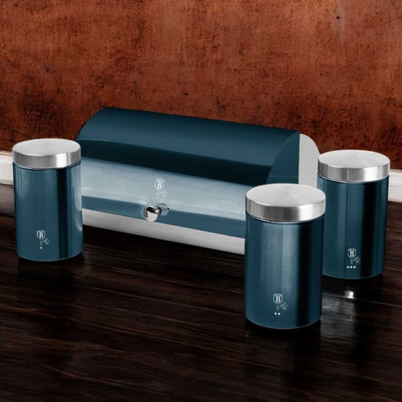 Chlebak metalowy z zestawem pojemników BERLINGER HAUS AQUAMARINE