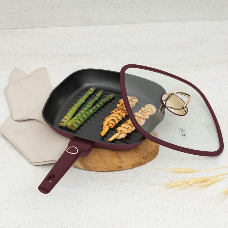 Patelnia grillowa z powłoką tytanową z pokrywą 28cm BERLINGER HAUS LEONARDO