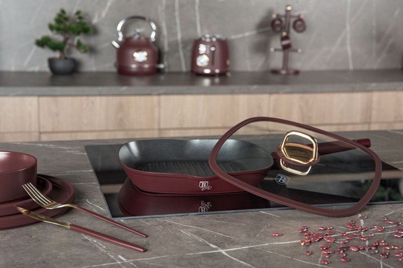Patelnia grillowa z powłoką tytanową z pokrywą 28cm BERLINGER HAUS LEONARDO