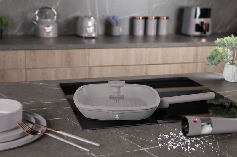 Patelnia grillowa z powłoką tytanową z pokrywą 28cm BERLINGER HAUS TAUPE