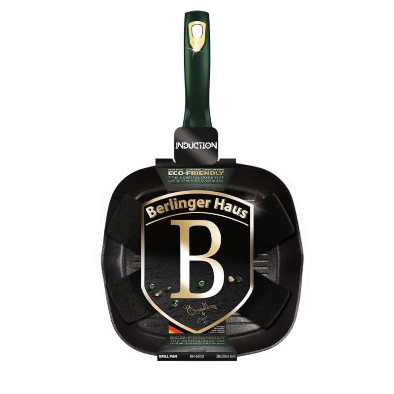 Patelnia grillowa z powłoką tytanową BERLINGER HAUS 28cm EMERALD