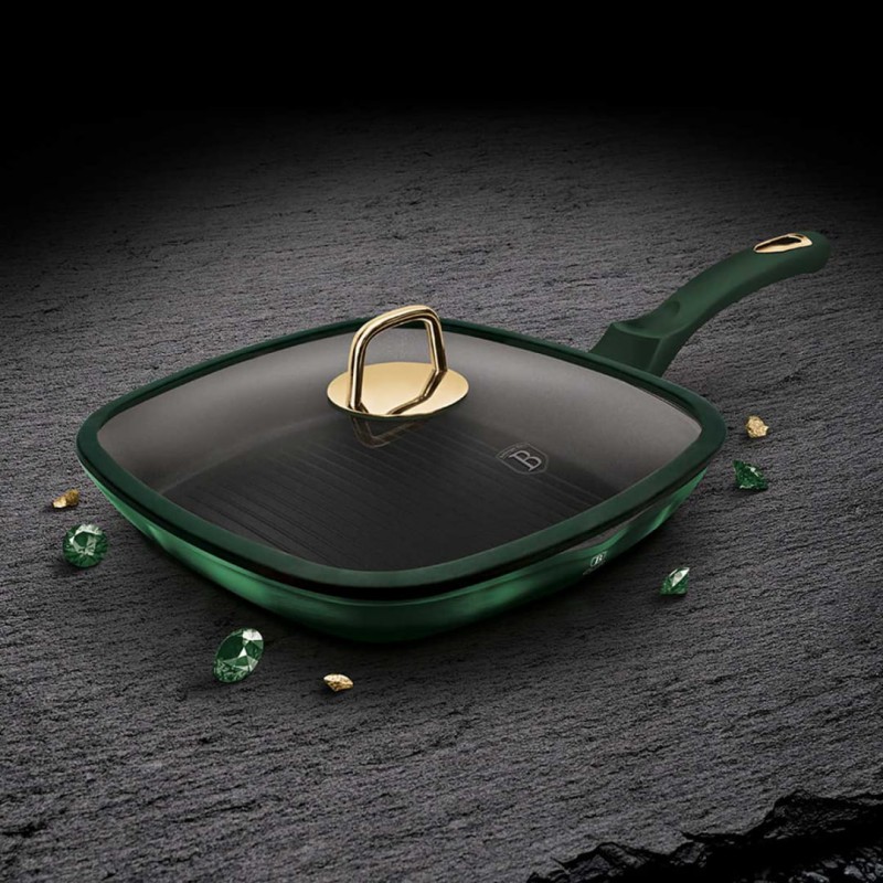 Patelnia grillowa z powłoką tytanową BERLINGER HAUS 28cm EMERALD