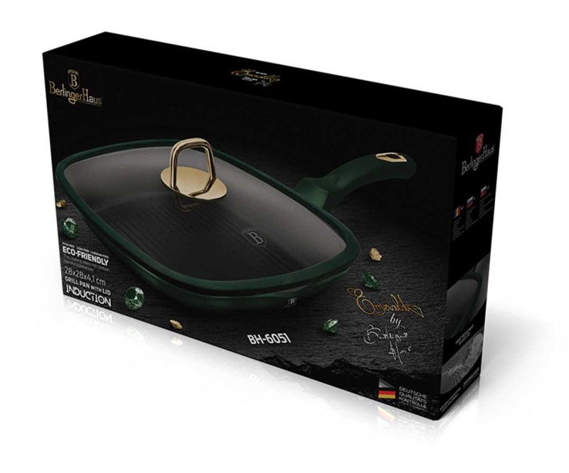 Patelnia grillowa z powłoką tytanową BERLINGER HAUS 28cm EMERALD