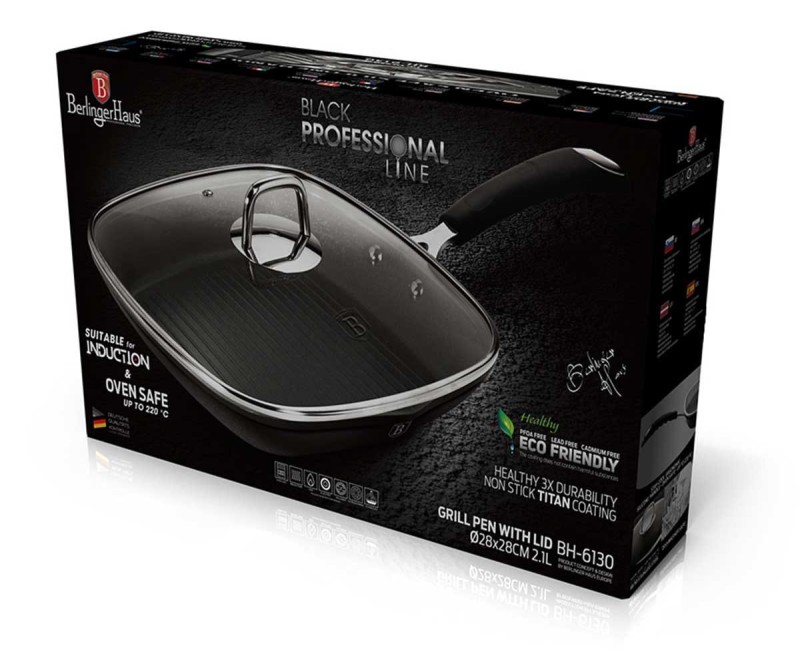 Patelnia grillowa z powłoką granitową 28cm BERLINGERHAUS