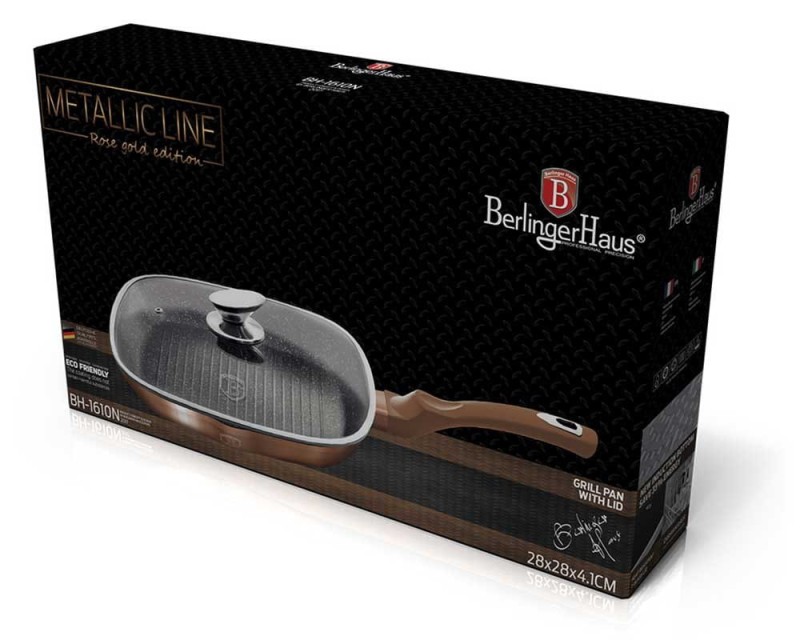 Patelnia grillowa z powłoką granitową 28 cm BERLINGER HAUS ROSE GOLD