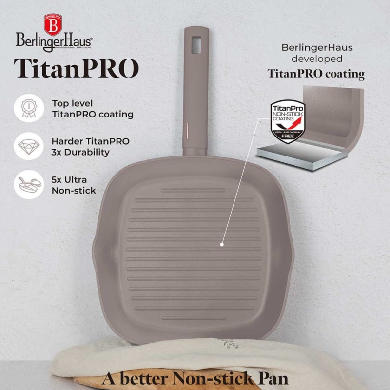 Patelnia grillowa z powłoką tytanową 28cm BERLINGER HAUS TAUPE