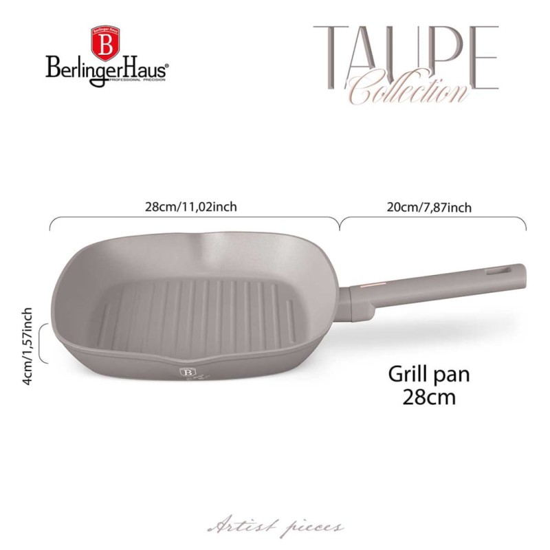 Patelnia grillowa z powłoką tytanową 28cm BERLINGER HAUS TAUPE