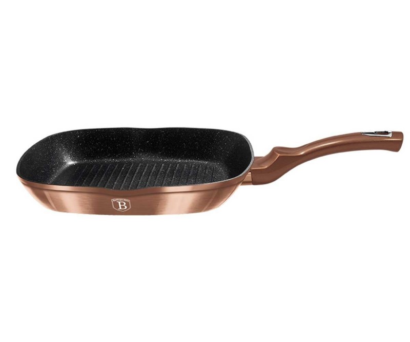 Patelnia grillowa z powłoką granitową 28 cm BERLINGER HAUS ROSE GOLD NOIR