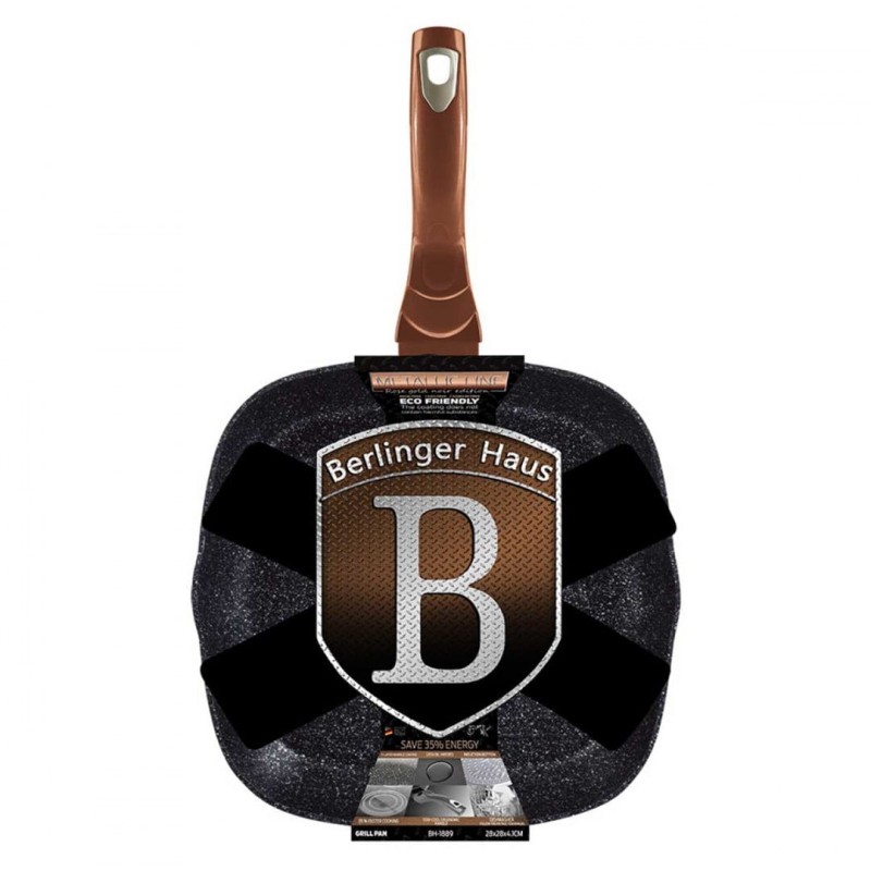 Patelnia grillowa z powłoką granitową 28 cm BERLINGER HAUS ROSE GOLD NOIR