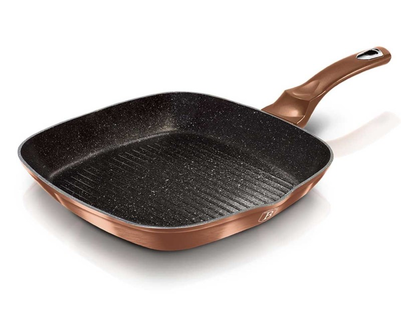 Patelnia grillowa z powłoką granitową 28 cm BERLINGER HAUS ROSE GOLD NOIR