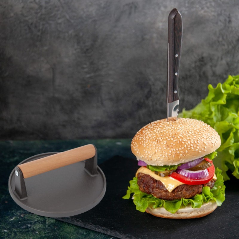Praska do grillowania burgerów steków mięsa żeliwna 18 cm
