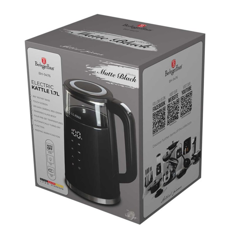 Czajnik elektryczny 1,7L BERLINGER HAUS MATTE BLACK