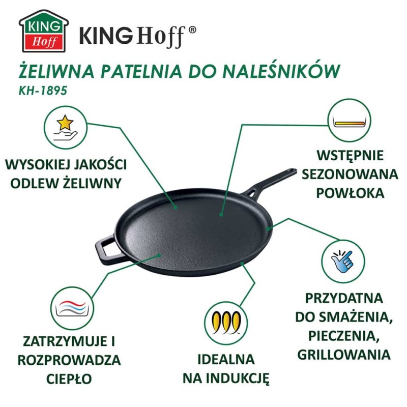 Patelnia żeliwna do nalesników pizzy 29cm KINGHOFF KH-