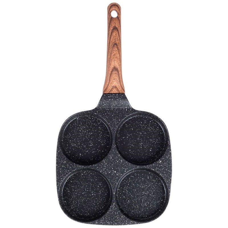 Patelnia z powłoką granitową do jajek placuszków burgerów 4x8,5 cm BLACK&WOOD