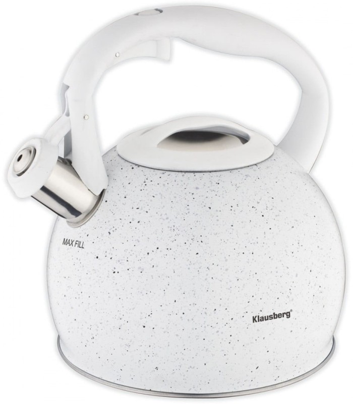 Czajnik z gwizdkiem  2L KLAUSBERG biały marmurek