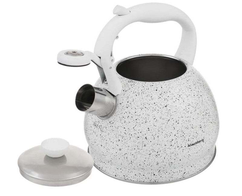 Czajnik z gwizdkiem  2L KLAUSBERG biały marmurek