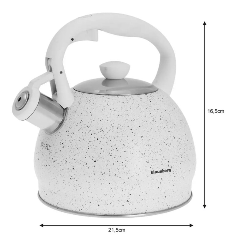Czajnik z gwizdkiem  2L KLAUSBERG biały marmurek
