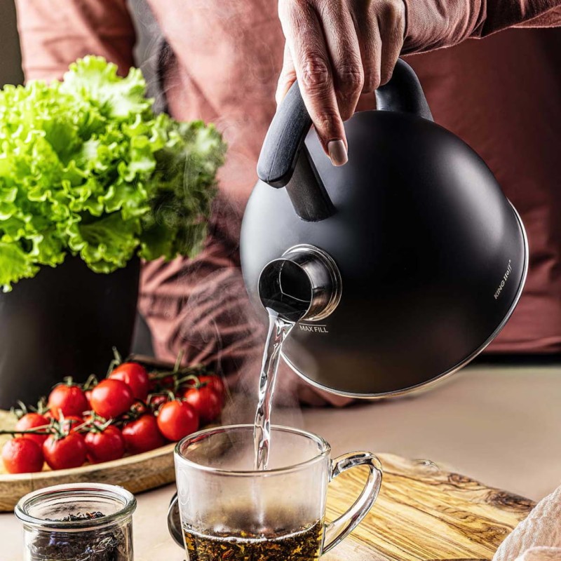 Czajnik z gwizdkiem 1,5L KINGHOFF czarny mat