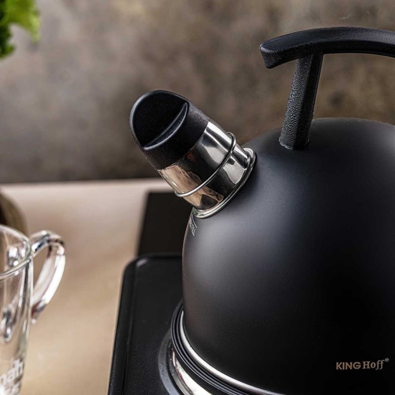 Czajnik z gwizdkiem 1,5L KINGHOFF czarny mat