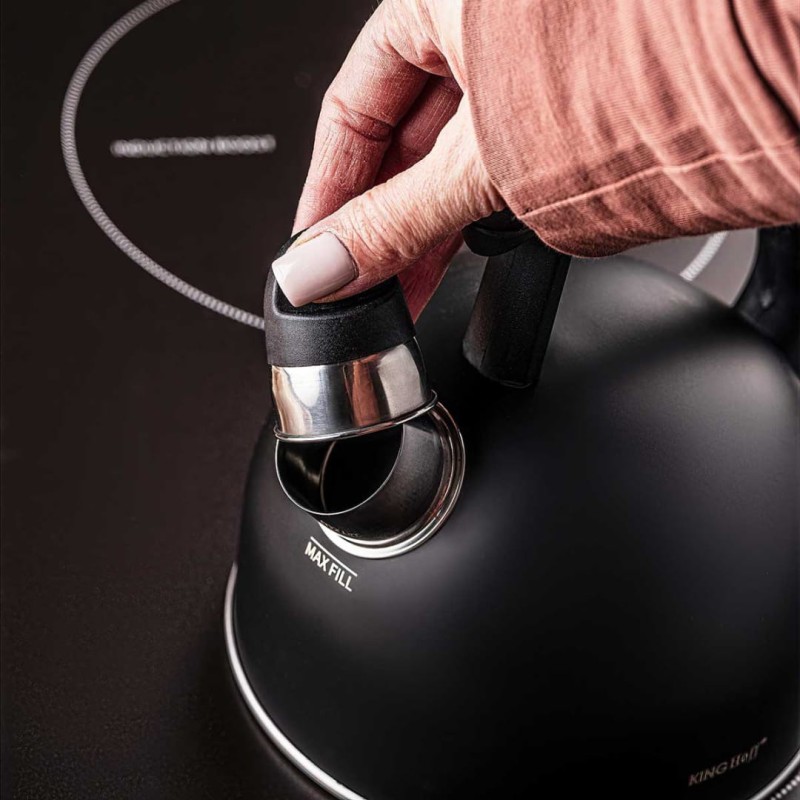 Czajnik z gwizdkiem 1,5L KINGHOFF czarny mat