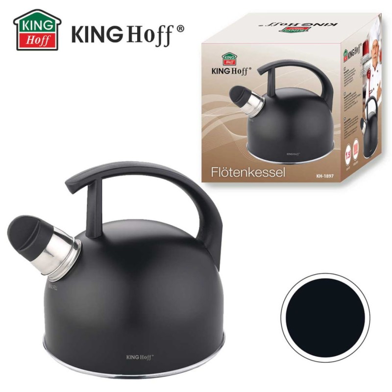 Czajnik z gwizdkiem 1,5L KINGHOFF czarny mat