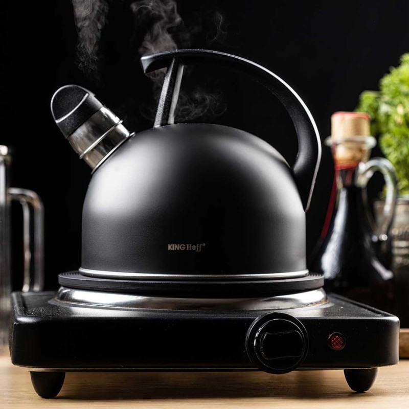 Czajnik z gwizdkiem 1,5L KINGHOFF czarny mat