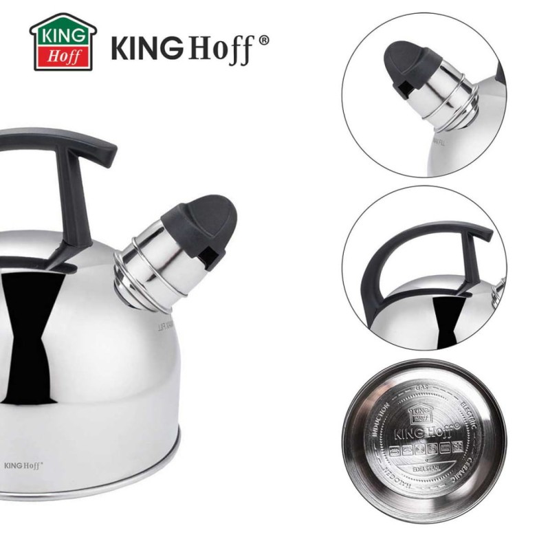 Czajnik z gwizdkiem 1,5L KINGHOFF srebrny