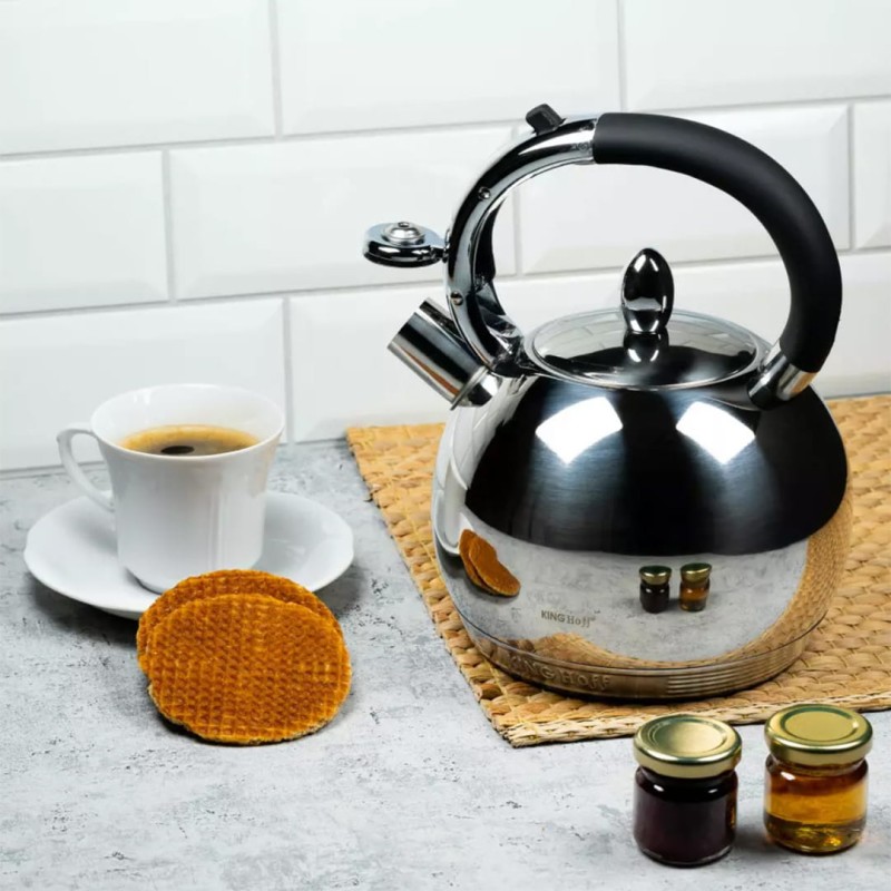 Czajnik z gwizdkiem 3L KINGHOFF srebrny połysk