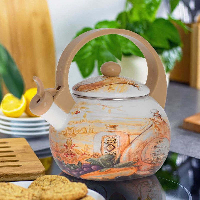 Czajnik emaliowany 2L z gwizdkiem KINGHOFF Toskania