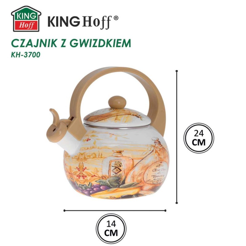 Czajnik emaliowany 2L z gwizdkiem KINGHOFF Toskania