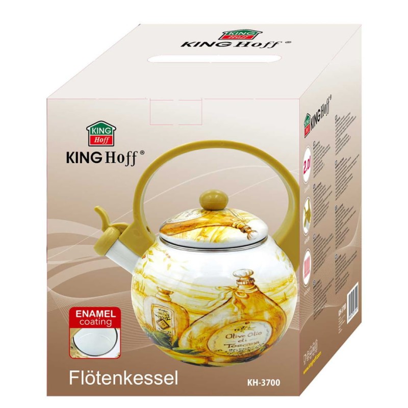 Czajnik emaliowany 2L z gwizdkiem KINGHOFF Toskania