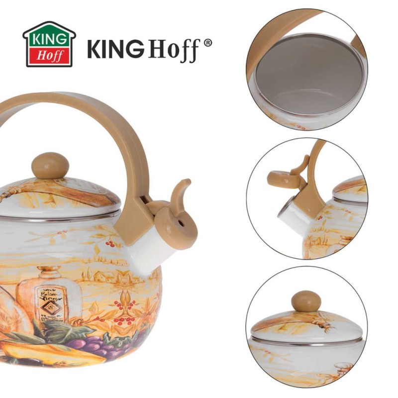 Czajnik emaliowany 2L z gwizdkiem KINGHOFF Toskania