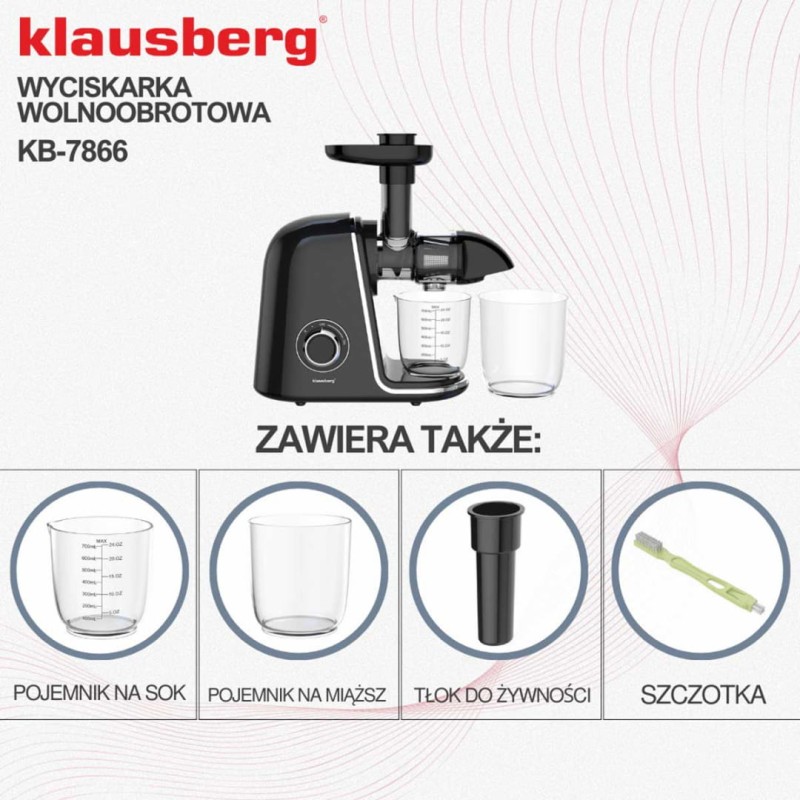 Sokowirówka wyciskarka wolnoobrotowa czarna KLAUSBERG