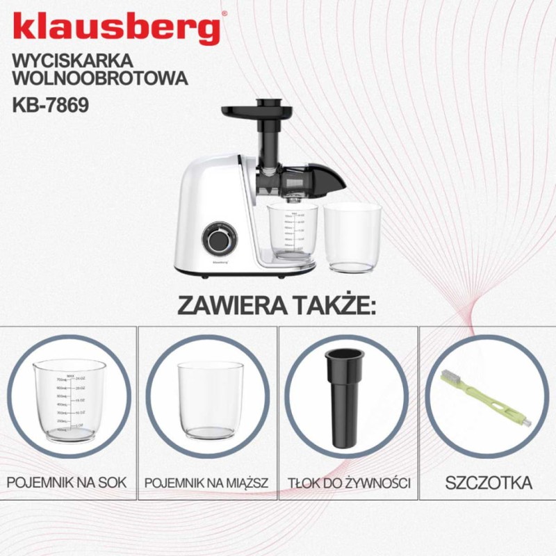 Sokowirówka wyciskarka wolnoobrotowa biała KLAUSBERG