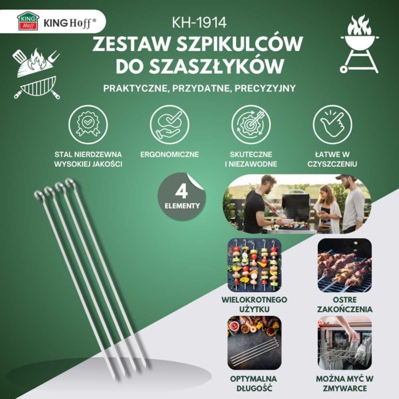 Szpikulce do grillowania szaszłyków 36cm KINGHOFF